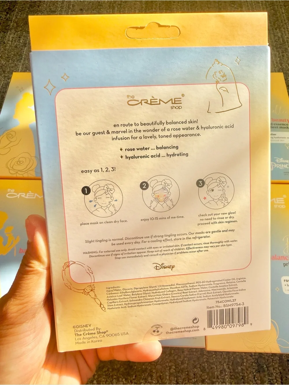 Disney Belle Set of 3 Facial Sheet Masks Per Pack The Crème Shop (7 Packs)